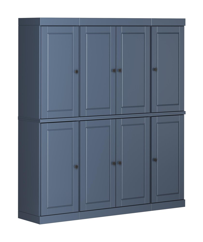 French Blue Solid Wood 8 Pantry or Storage Closet - 72-inch