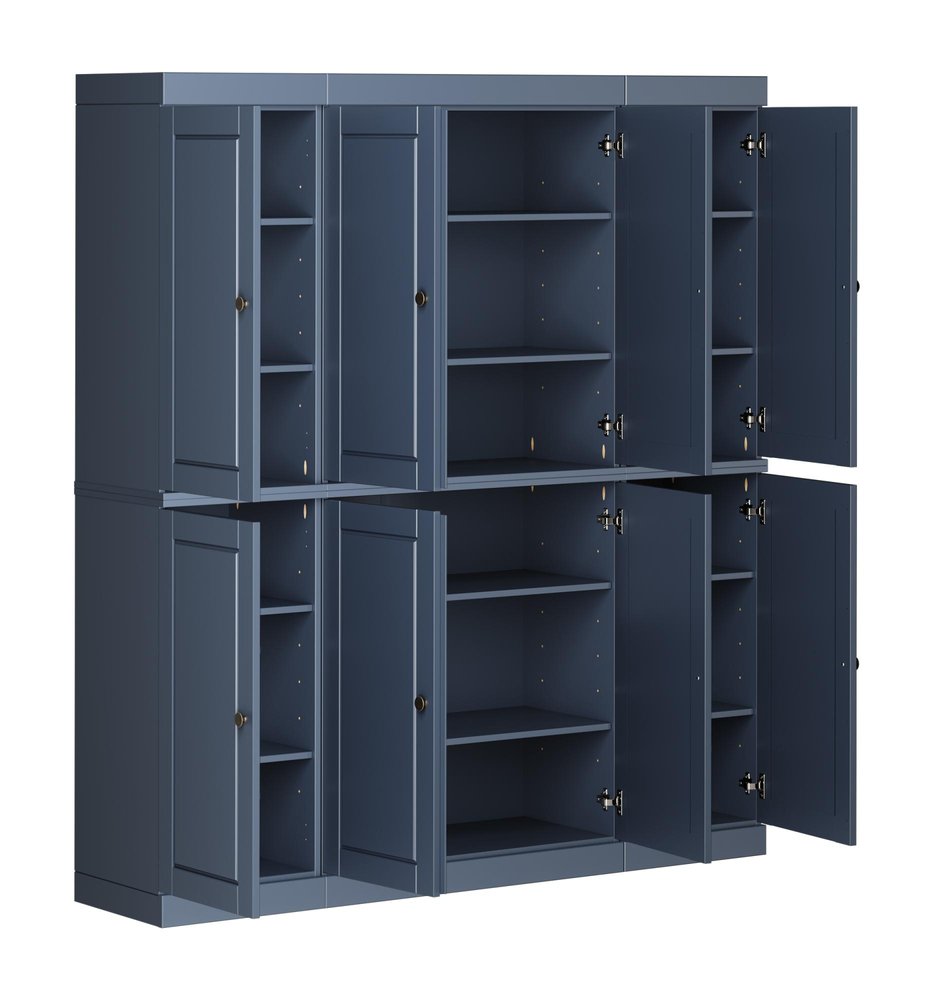 French Blue Solid Wood 8 Pantry or Storage Closet - 72-inch