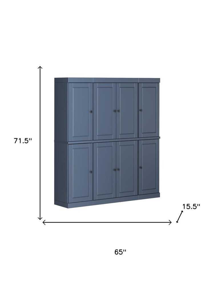 French Blue Solid Wood 8 Pantry or Storage Closet - 72-inch