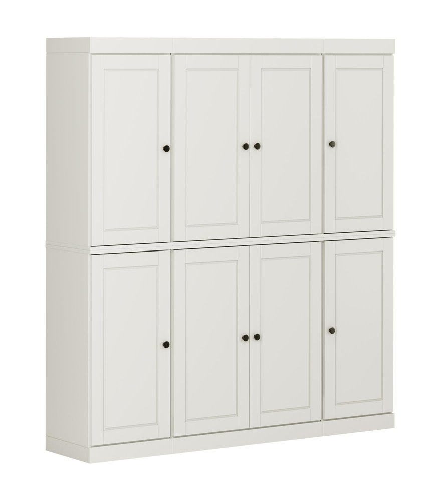 Off White Solid Wood 8 Pantry or Storage Closet - 72-inch