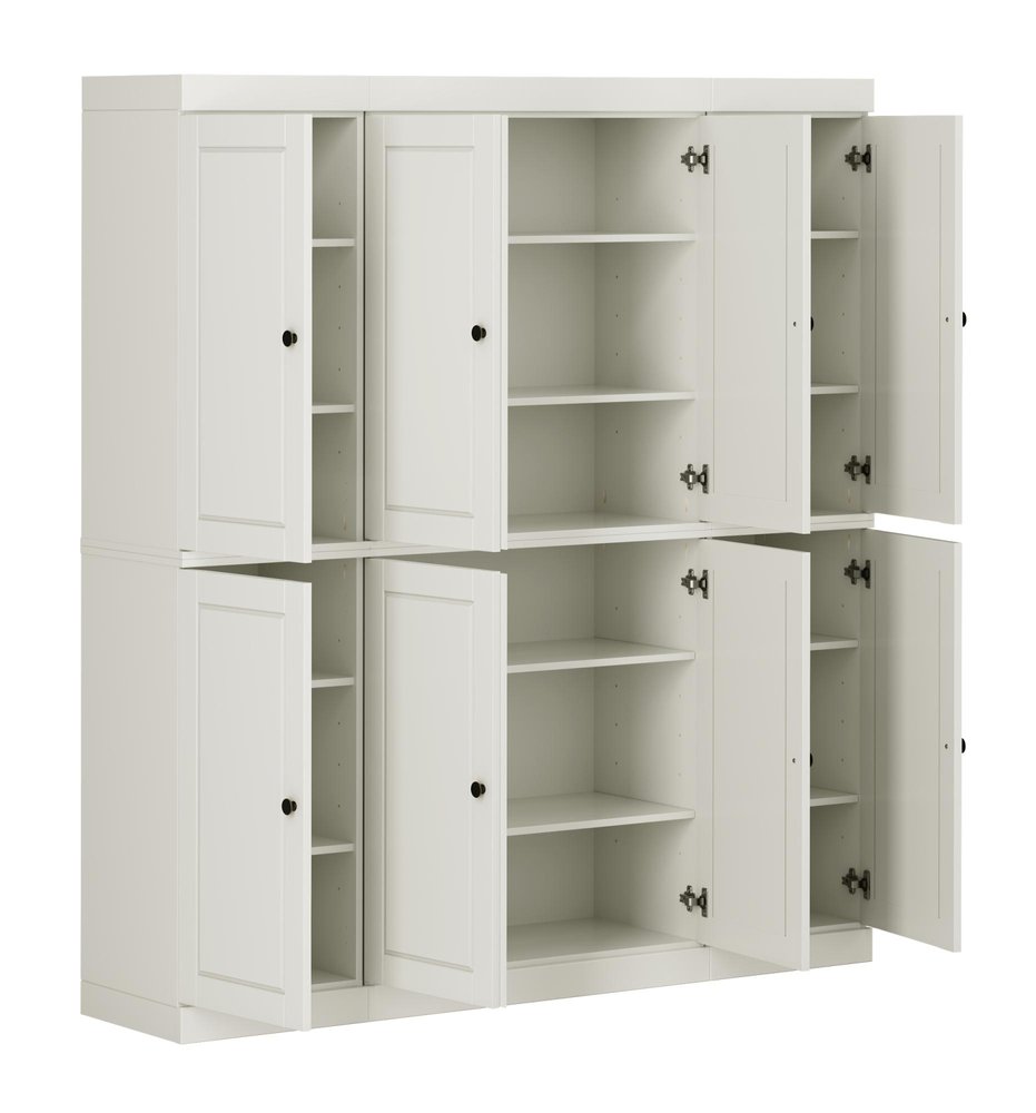 Off White Solid Wood 8 Pantry or Storage Closet - 72-inch