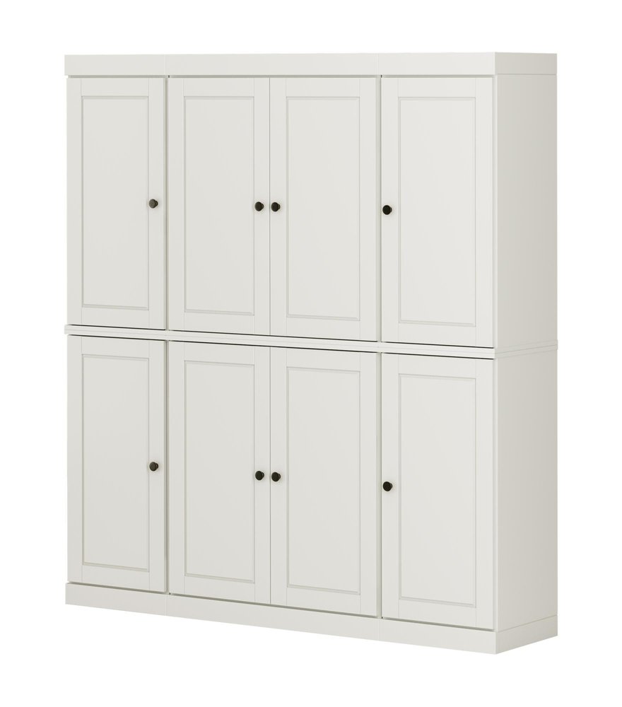 Off White Solid Wood 8 Pantry or Storage Closet - 72-inch