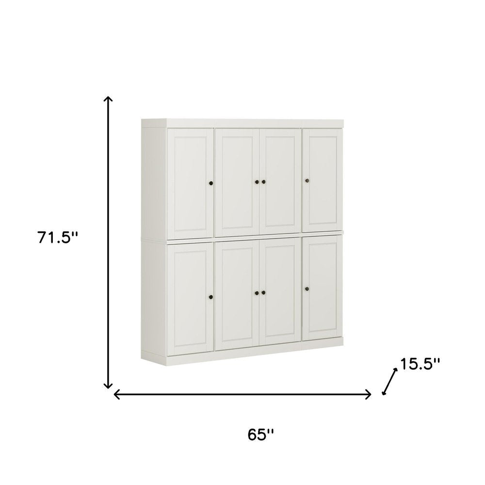 Off White Solid Wood 8 Pantry or Storage Closet - 72-inch