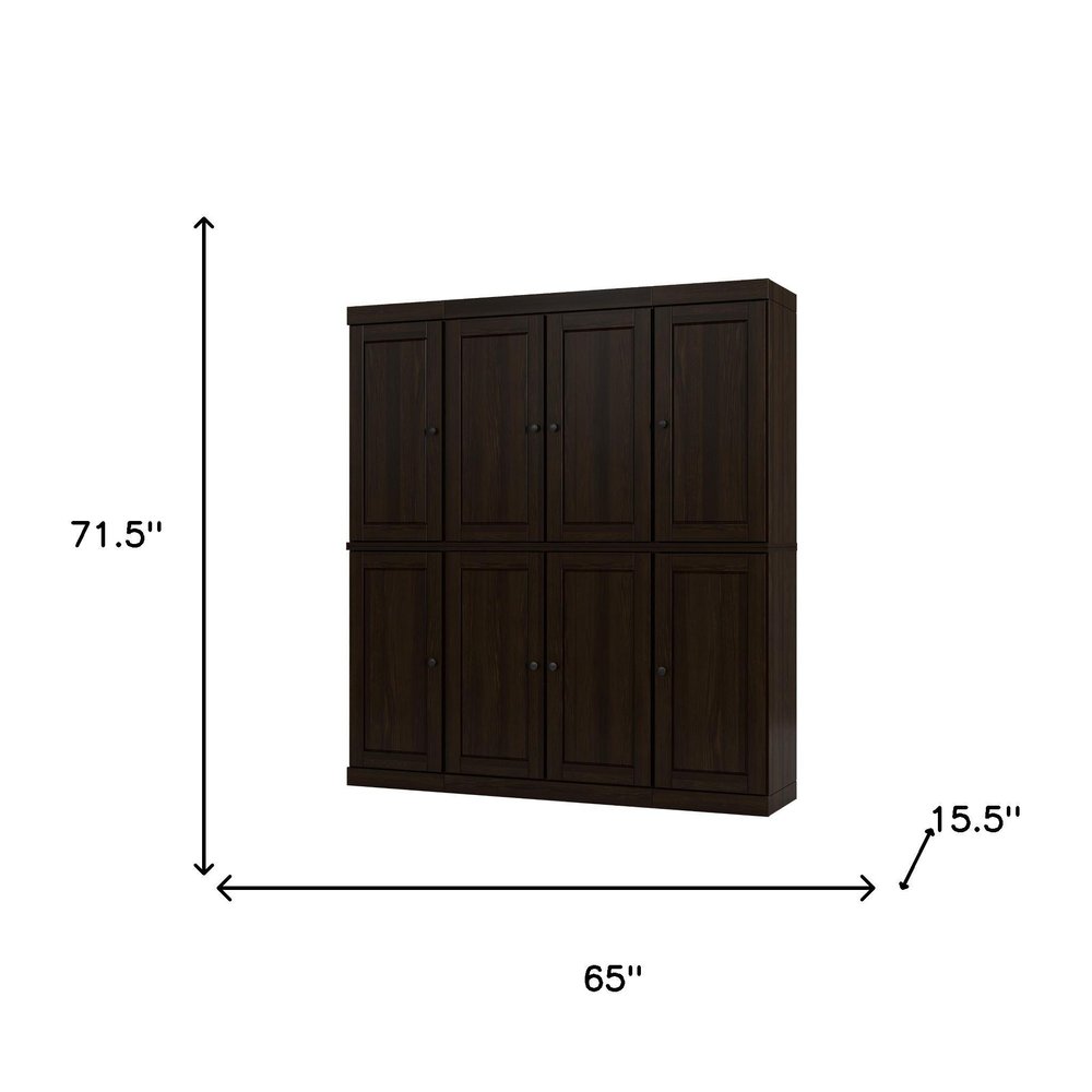 Espresso Solid Wood 8 Pantry or Storage Closet - 72-inch