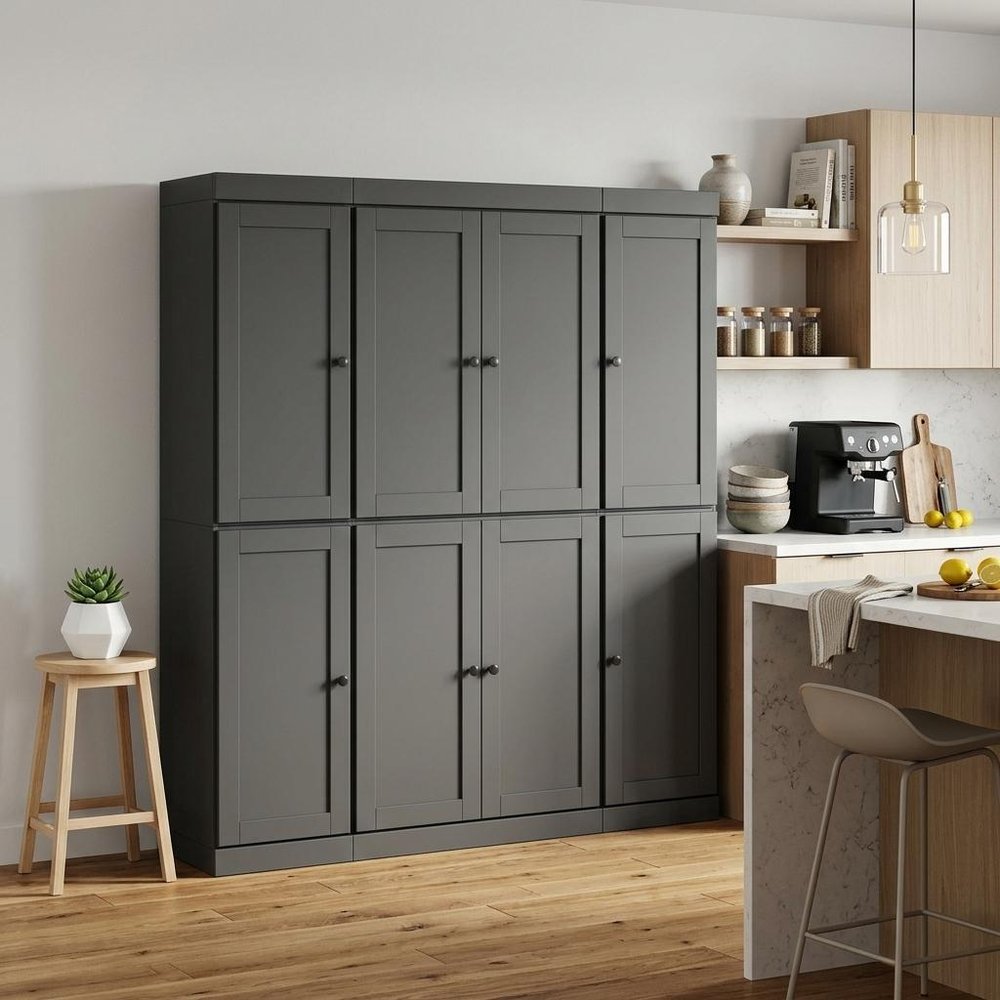 Gray Solid Wood 8 Pantry or Storage Closet - 72-inch