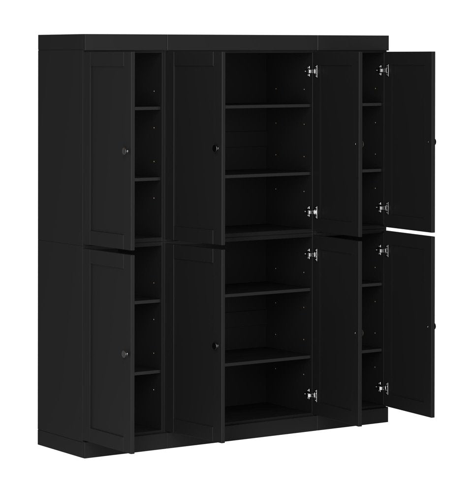 Black Solid Wood 8 Pantry or Storage Closet - 72-inch