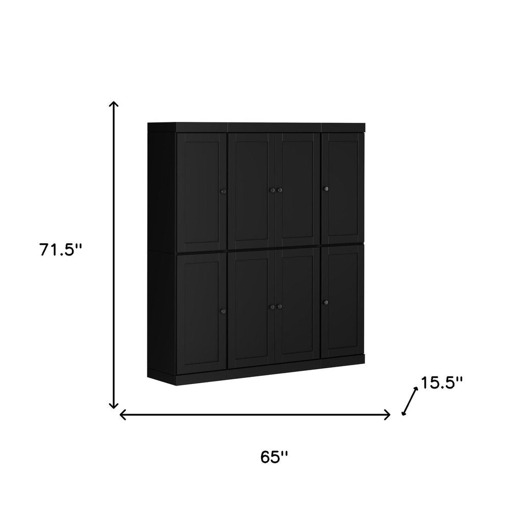 Black Solid Wood 8 Pantry or Storage Closet - 72-inch