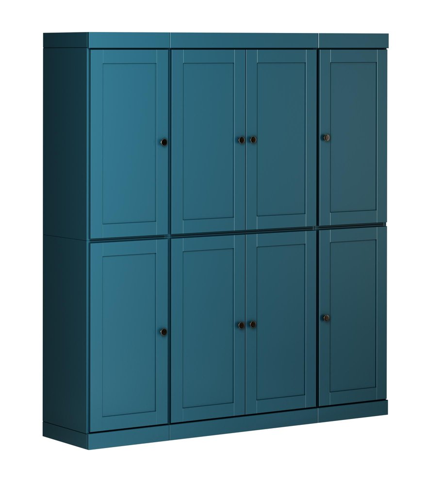 Teal Blue Solid Wood 8 Pantry or Storage Closet - 72-inch