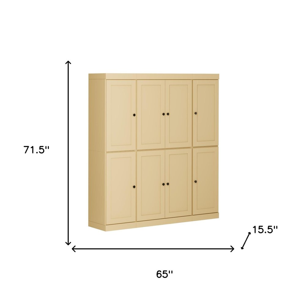 Yellow Solid Wood 8 Pantry or Storage Closet - 72-inch