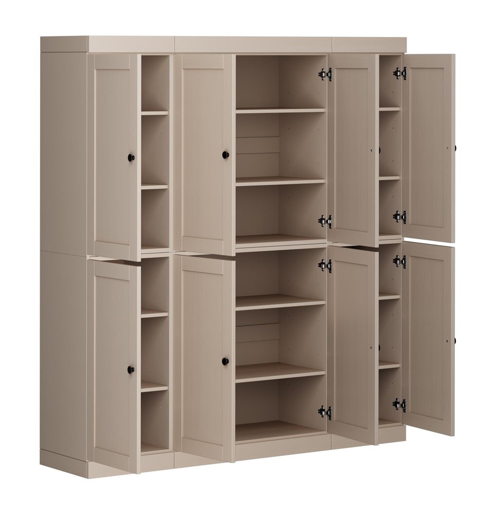 Beige Solid Wood 8 Pantry or Storage Closet - 72-inch