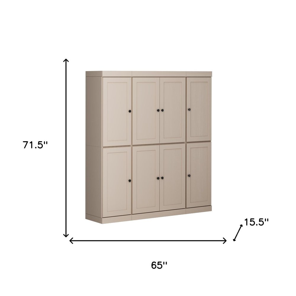 Beige Solid Wood 8 Pantry or Storage Closet - 72-inch