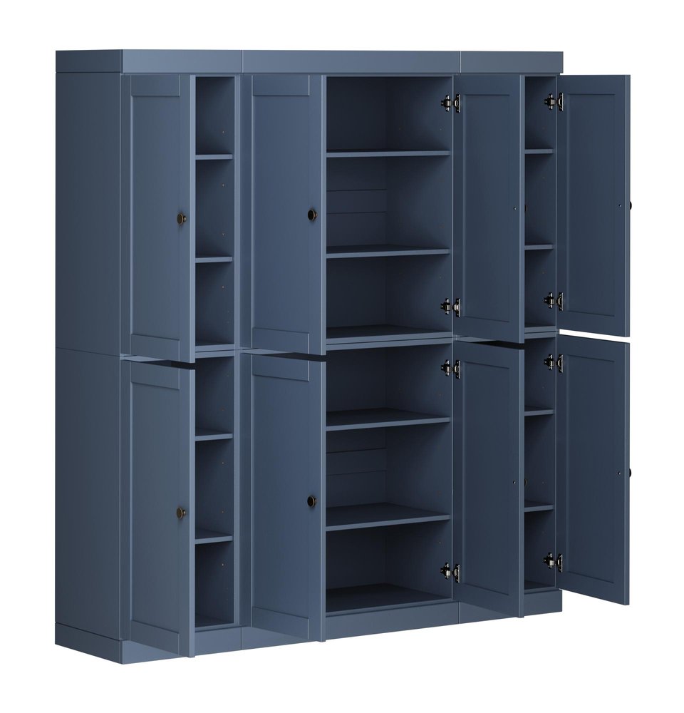 French Blue Solid Wood 8 Pantry or Storage Closet - 72-inch