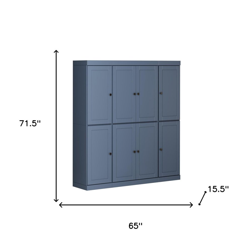 French Blue Solid Wood 8 Pantry or Storage Closet - 72-inch
