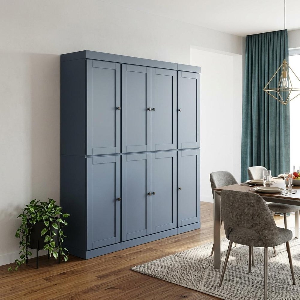 French Blue Solid Wood 8 Pantry or Storage Closet - 72-inch