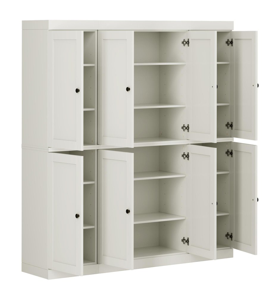 Off White Solid Wood 8 Pantry or Storage Closet - 72-inch