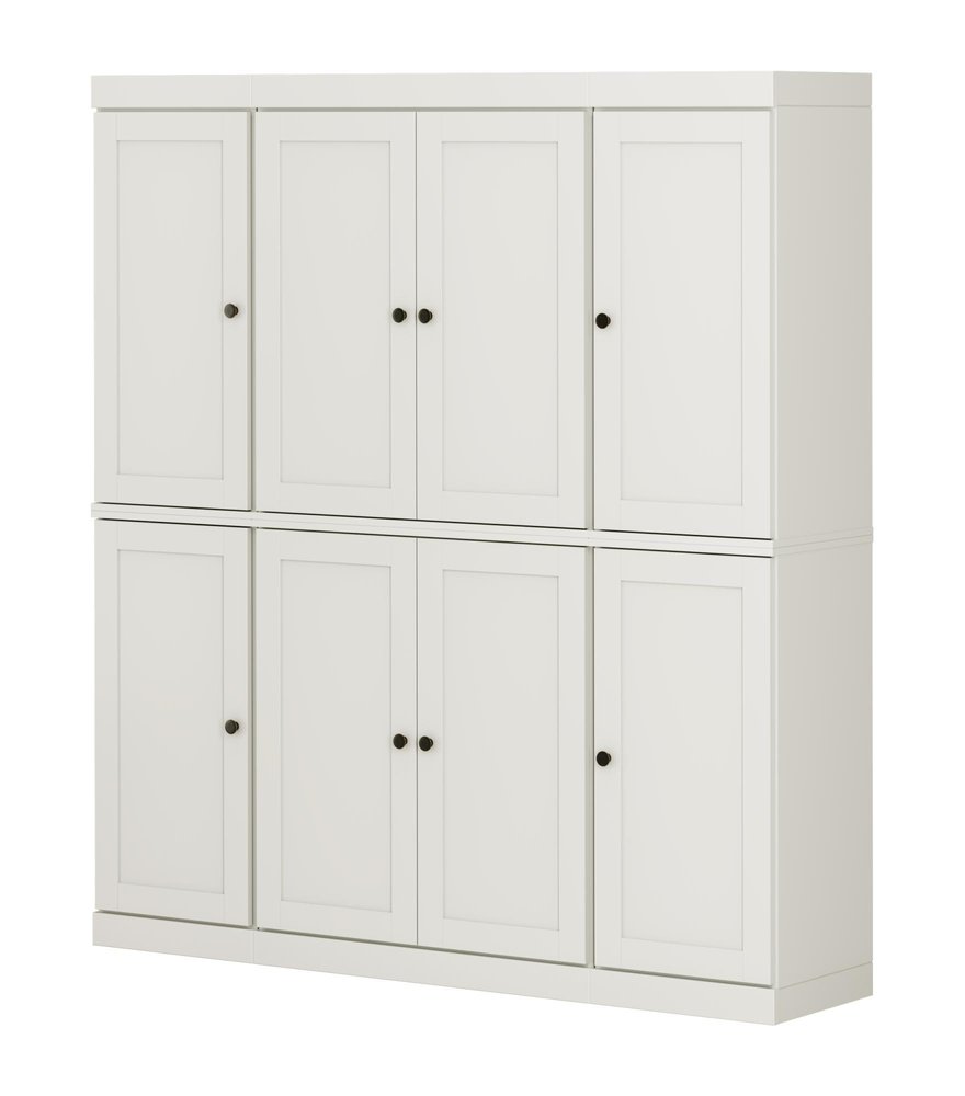 Off White Solid Wood 8 Pantry or Storage Closet - 72-inch