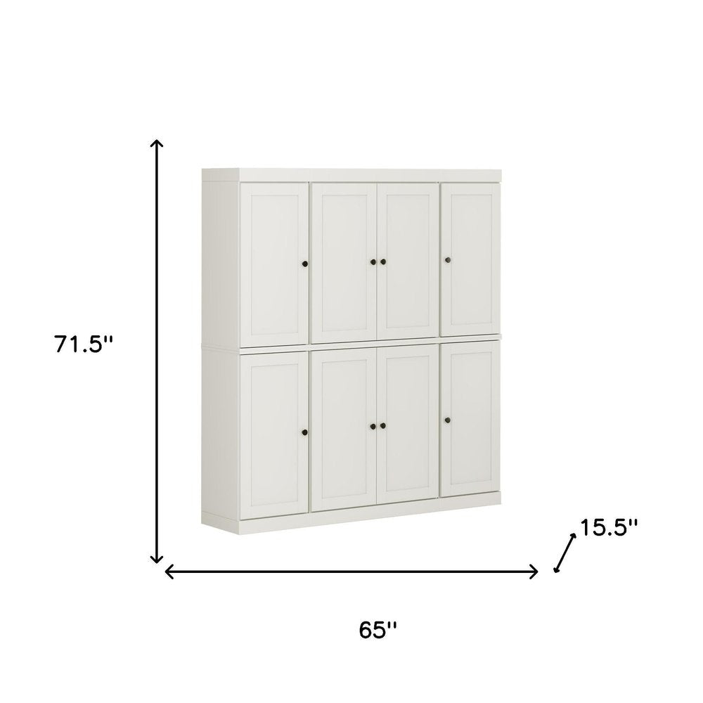 Off White Solid Wood 8 Pantry or Storage Closet - 72-inch