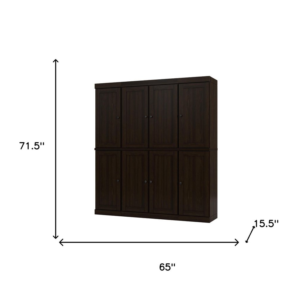 Espresso Solid Wood 8 Pantry or Storage Closet - 72-inch