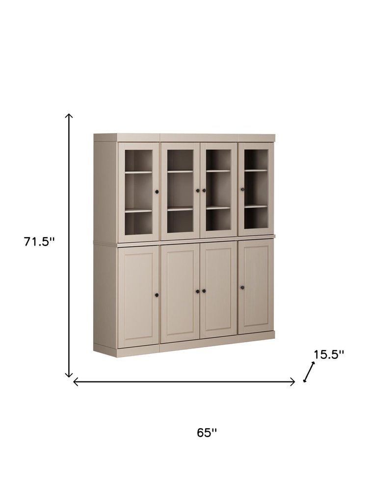 Beige Solid Wood 8 Pantry or Storage Closet - 72-inch