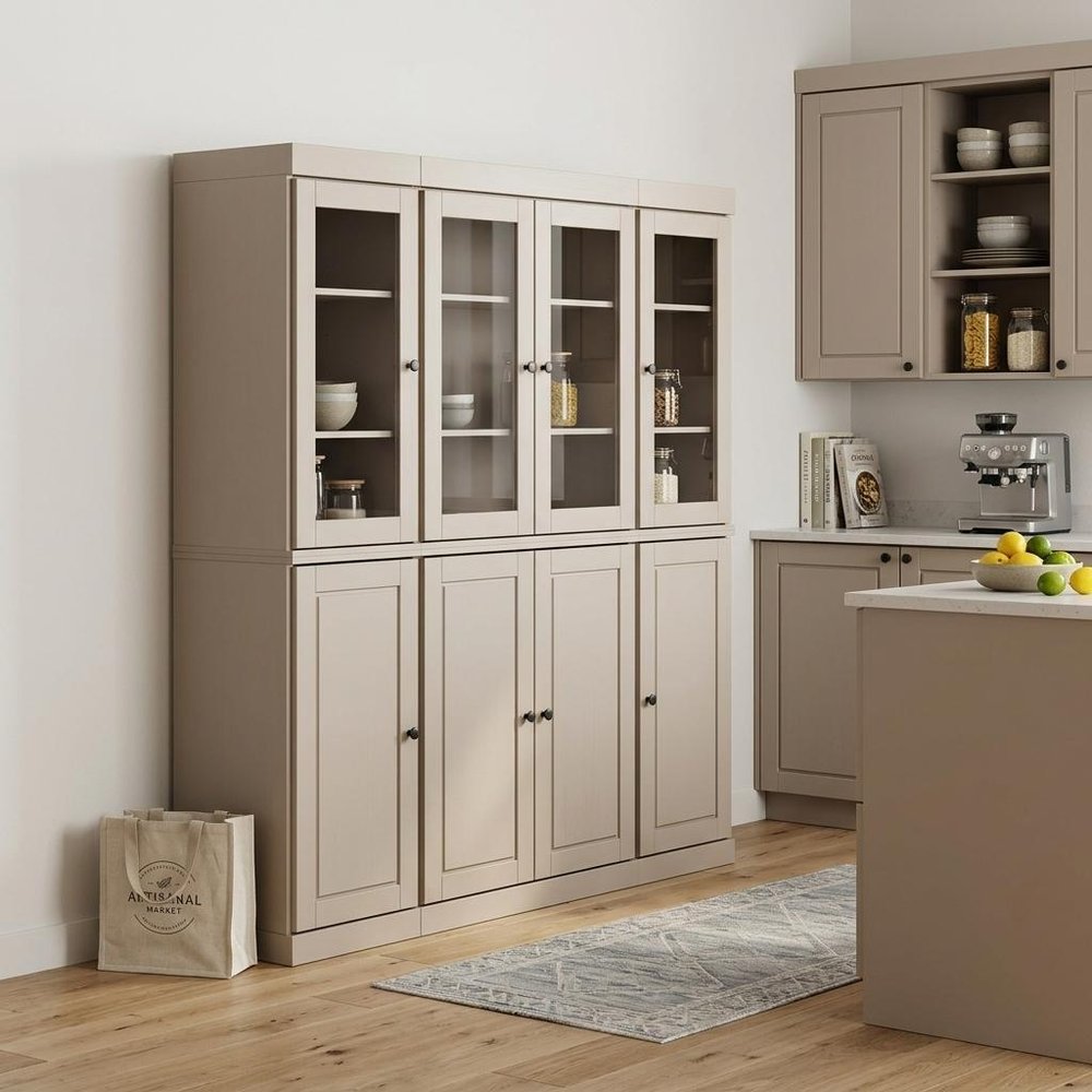 Beige Solid Wood 8 Pantry or Storage Closet - 72-inch