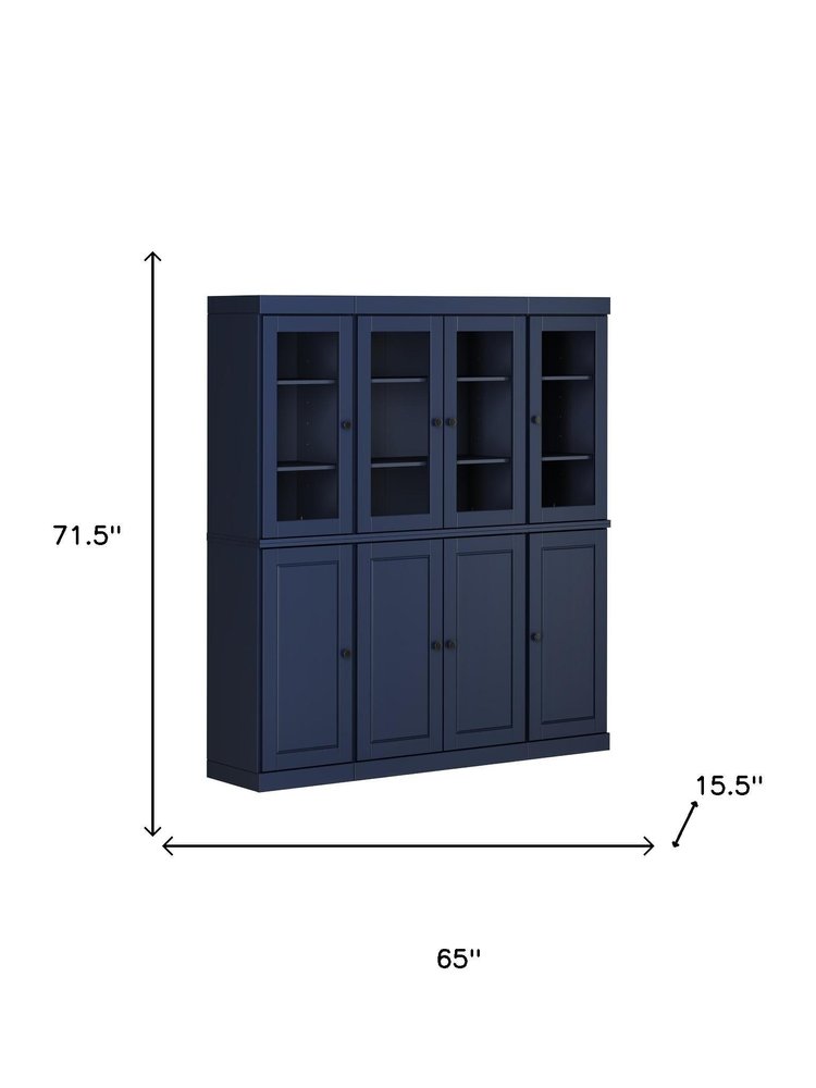 Navy Blue Solid Wood 8 Pantry or Storage Closet - 72-inch