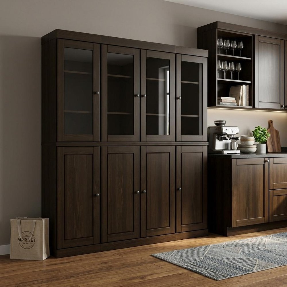 Espresso Solid Wood 8 Pantry or Storage Closet - 72-inch