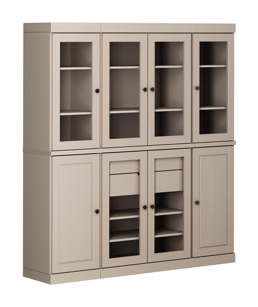 Beige Solid Wood 8 Two Drawer Pantry or Storage Closet - 72-inch