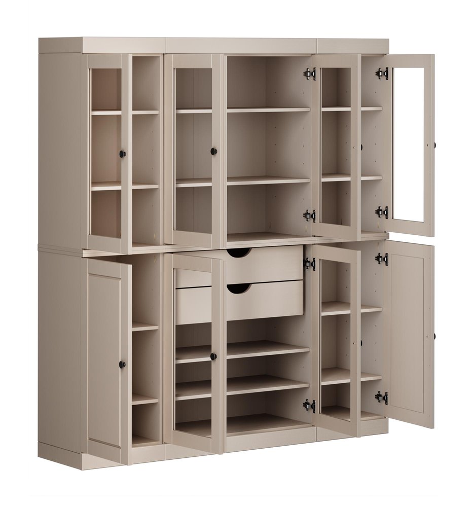Beige Solid Wood 8 Two Drawer Pantry or Storage Closet - 72-inch