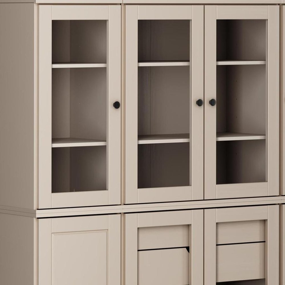 Beige Solid Wood 8 Two Drawer Pantry or Storage Closet - 72-inch