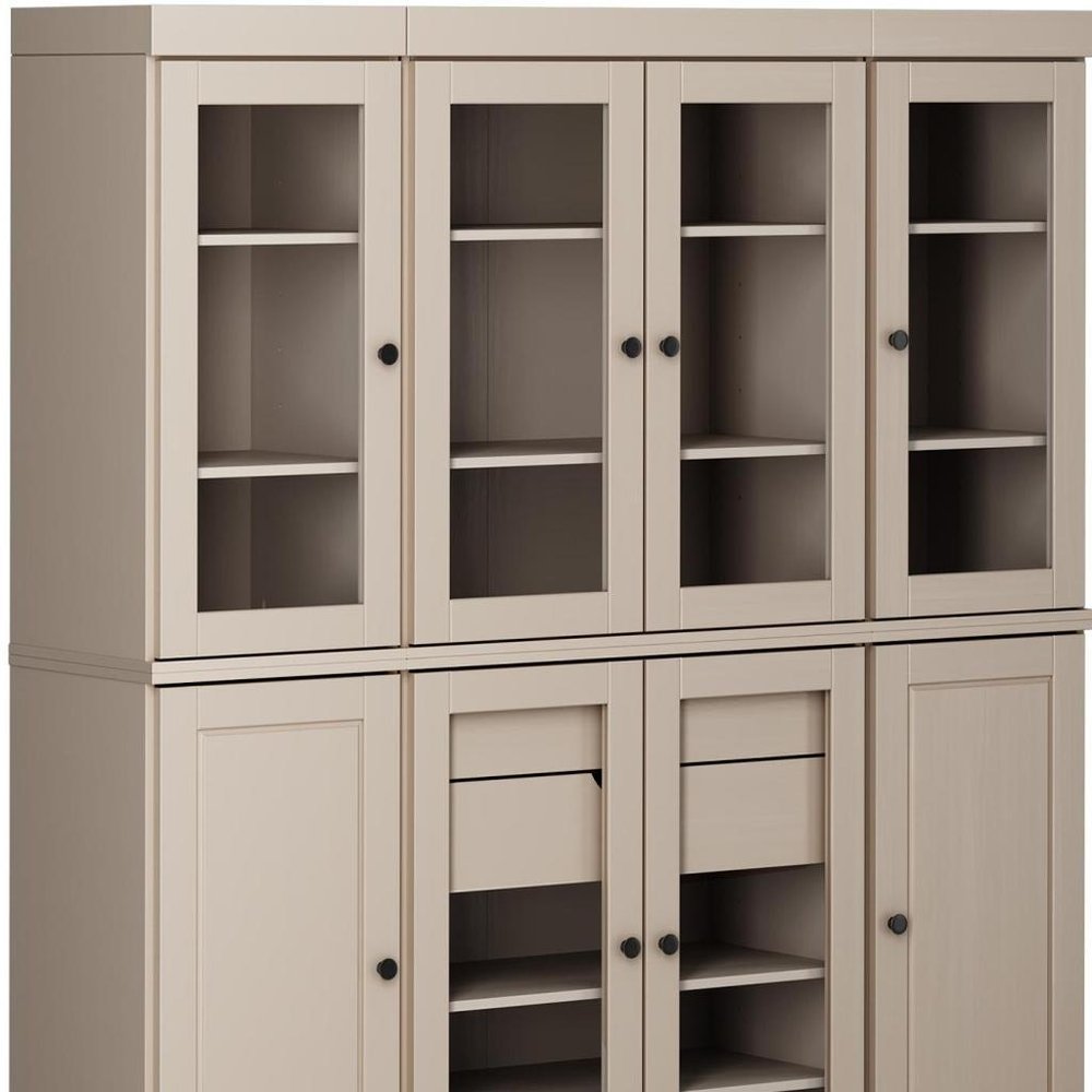 Beige Solid Wood 8 Two Drawer Pantry or Storage Closet - 72-inch