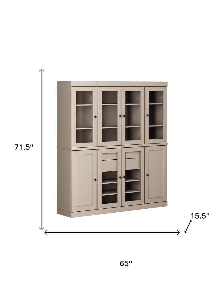 Beige Solid Wood 8 Two Drawer Pantry or Storage Closet - 72-inch