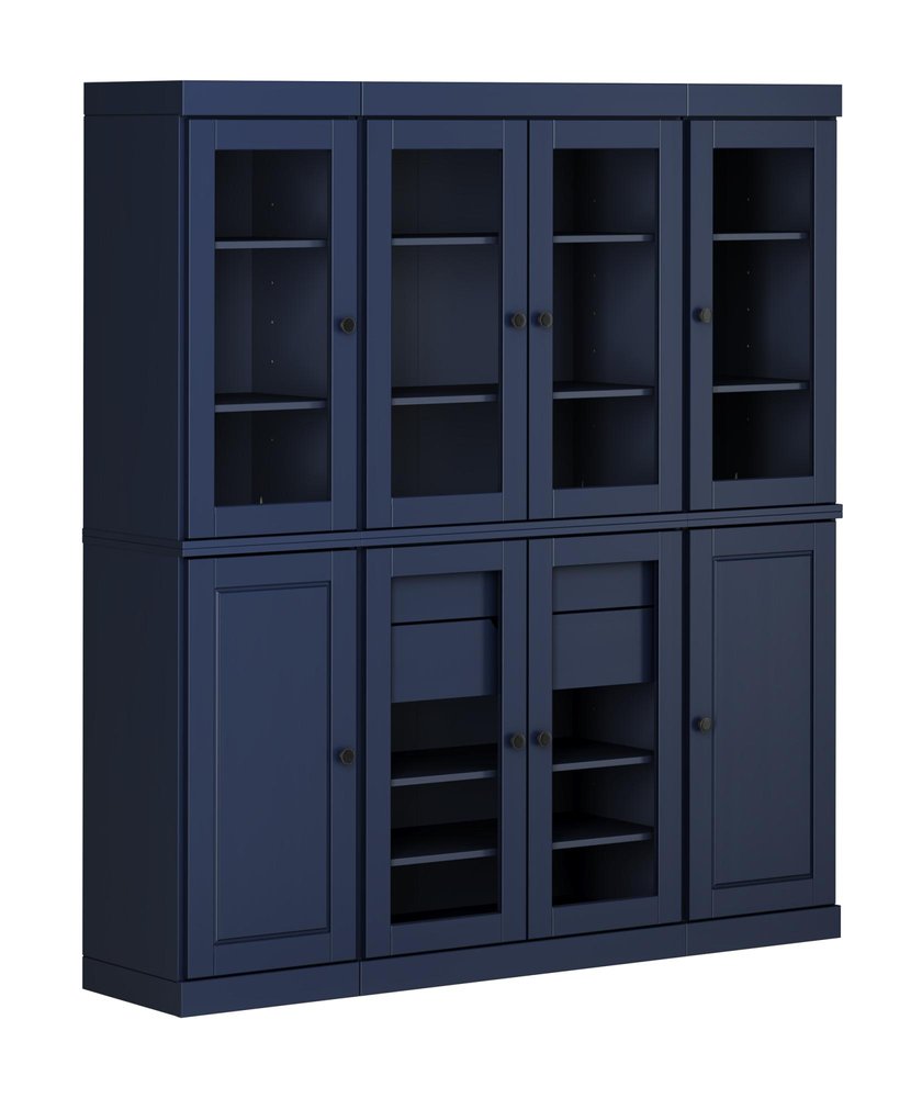 Navy Blue Solid Wood 8 Two Drawer Pantry or Storage Closet - 72-inch