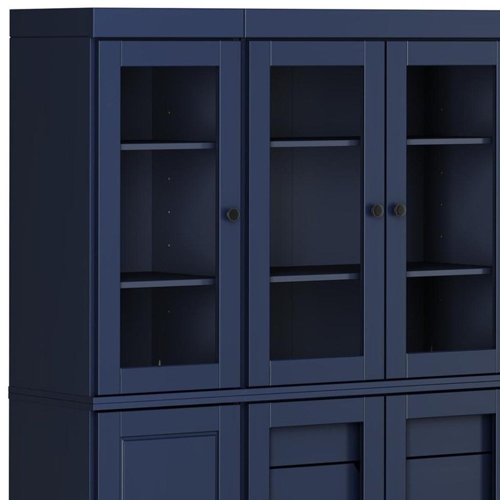 Navy Blue Solid Wood 8 Two Drawer Pantry or Storage Closet - 72-inch