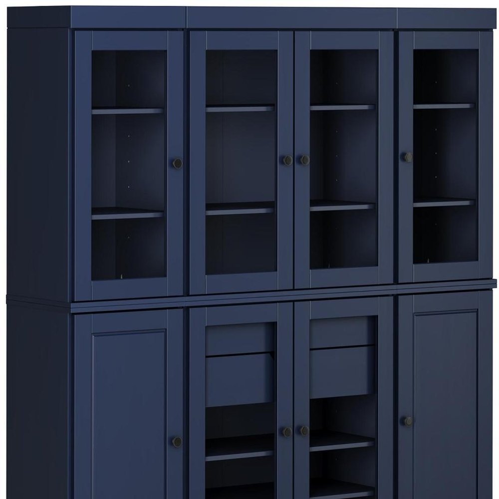 Navy Blue Solid Wood 8 Two Drawer Pantry or Storage Closet - 72-inch