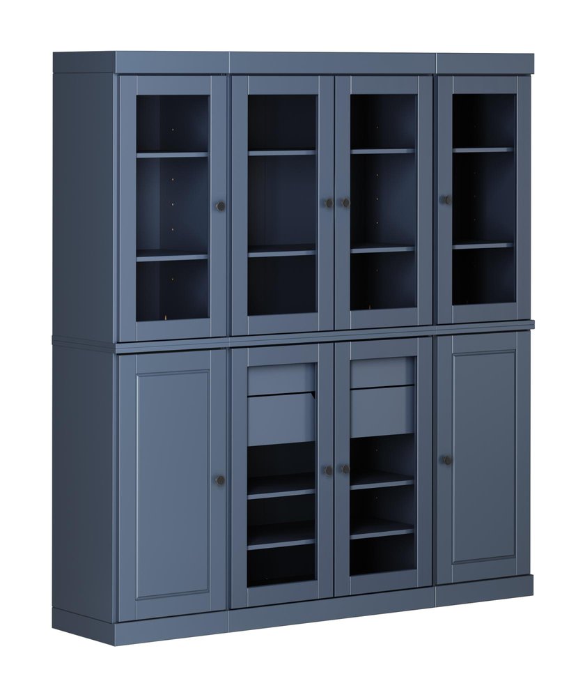 French Blue Solid Wood 8 Two Drawer Pantry or Storage Closet - 72-inch