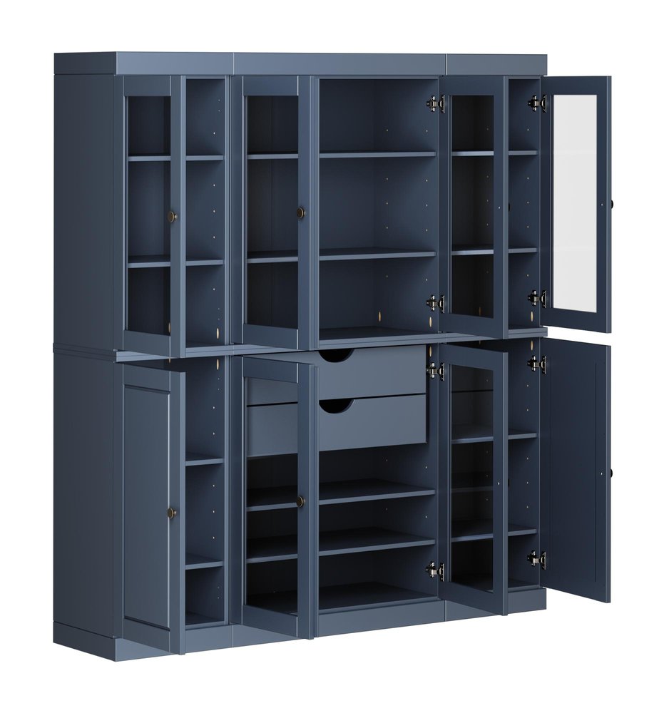 French Blue Solid Wood 8 Two Drawer Pantry or Storage Closet - 72-inch