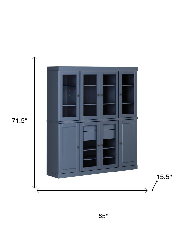 French Blue Solid Wood 8 Two Drawer Pantry or Storage Closet - 72-inch