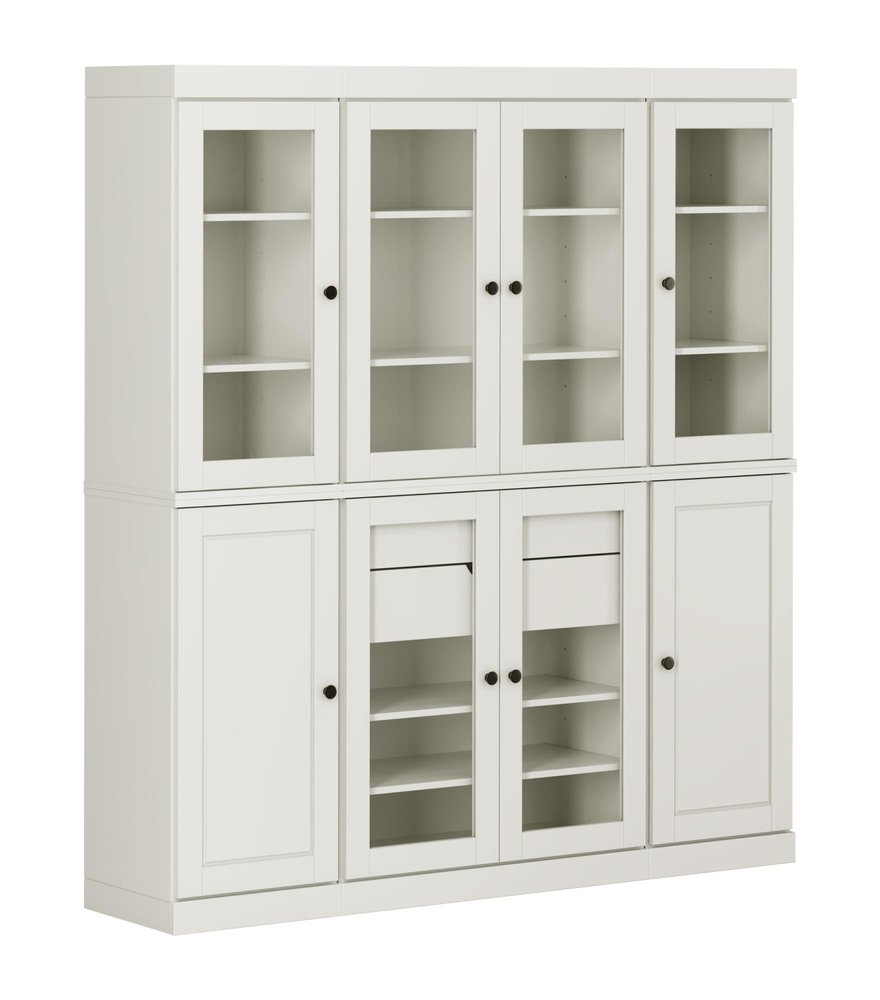 Off White Solid Wood 8 Two Drawer Pantry or Storage Closet - 72-inch