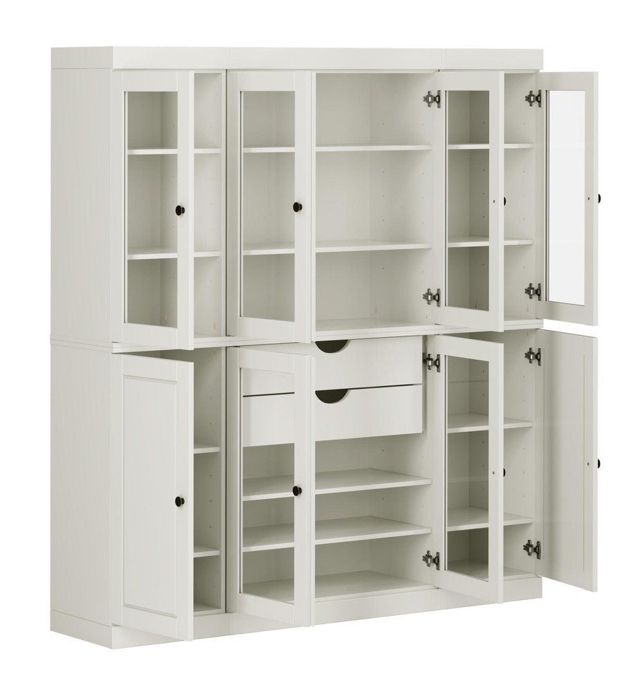Off White Solid Wood 8 Two Drawer Pantry or Storage Closet - 72-inch