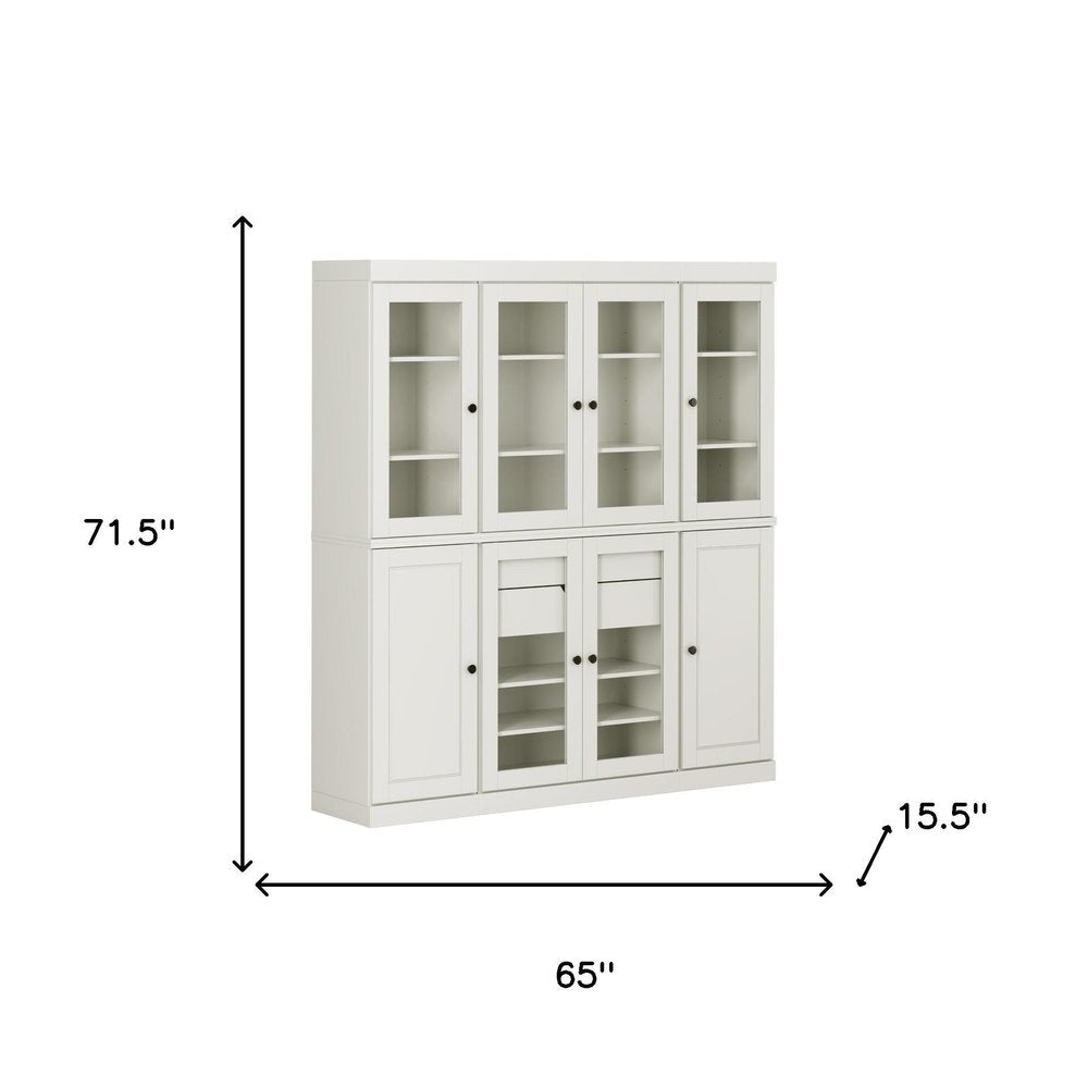 Off White Solid Wood 8 Two Drawer Pantry or Storage Closet - 72-inch
