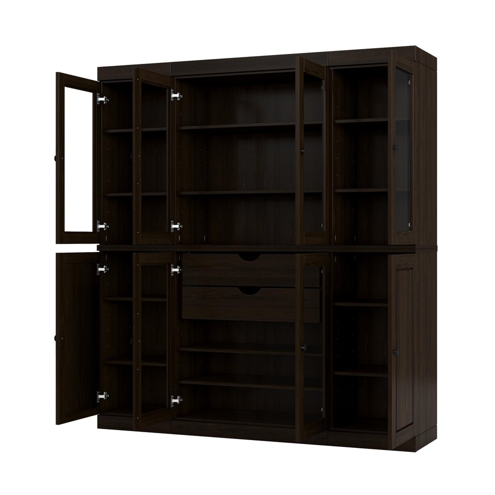 Espresso Solid Wood 8 Two Drawer Pantry or Storage Closet - 72-inch