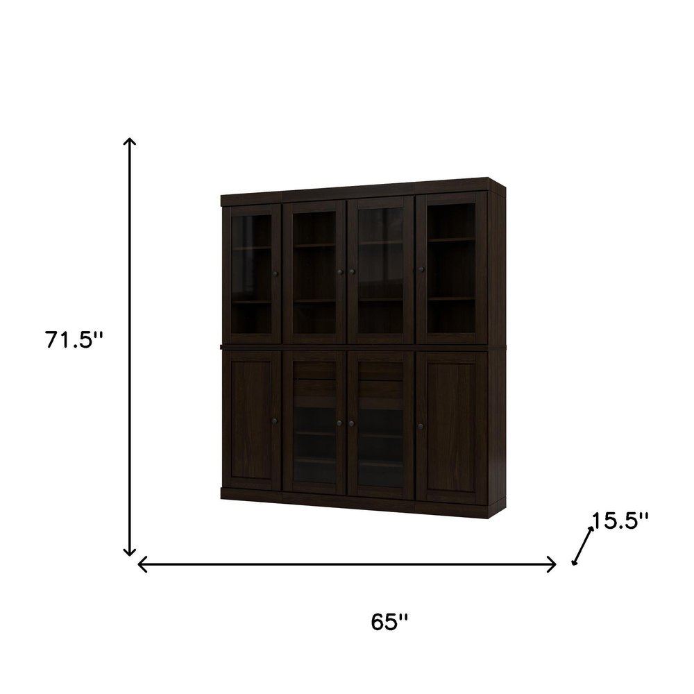 Espresso Solid Wood 8 Two Drawer Pantry or Storage Closet - 72-inch