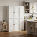 White Solid Wood Six Door Two Drawer Pantry or Storage Closet - 72-inch