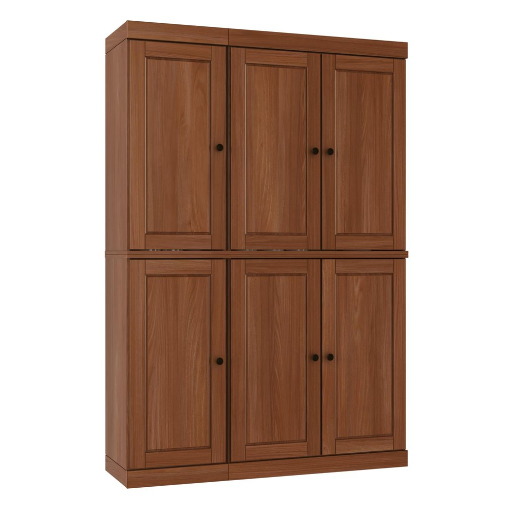 Coffee Solid Wood Six Door Two Drawer Pantry or Storage Closet - 72-inch