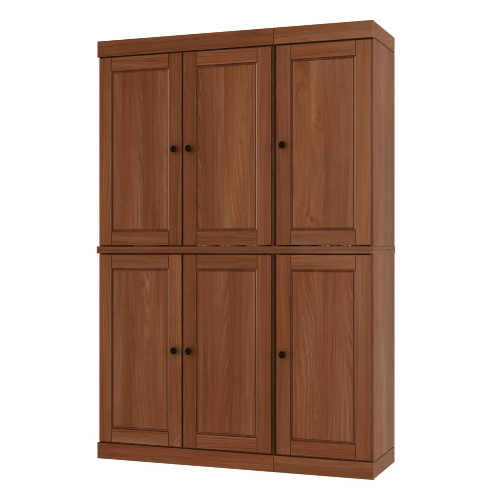 Coffee Solid Wood Six Door Two Drawer Pantry or Storage Closet - 72-inch