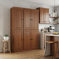 Coffee Solid Wood Six Door Two Drawer Pantry or Storage Closet - 72-inch