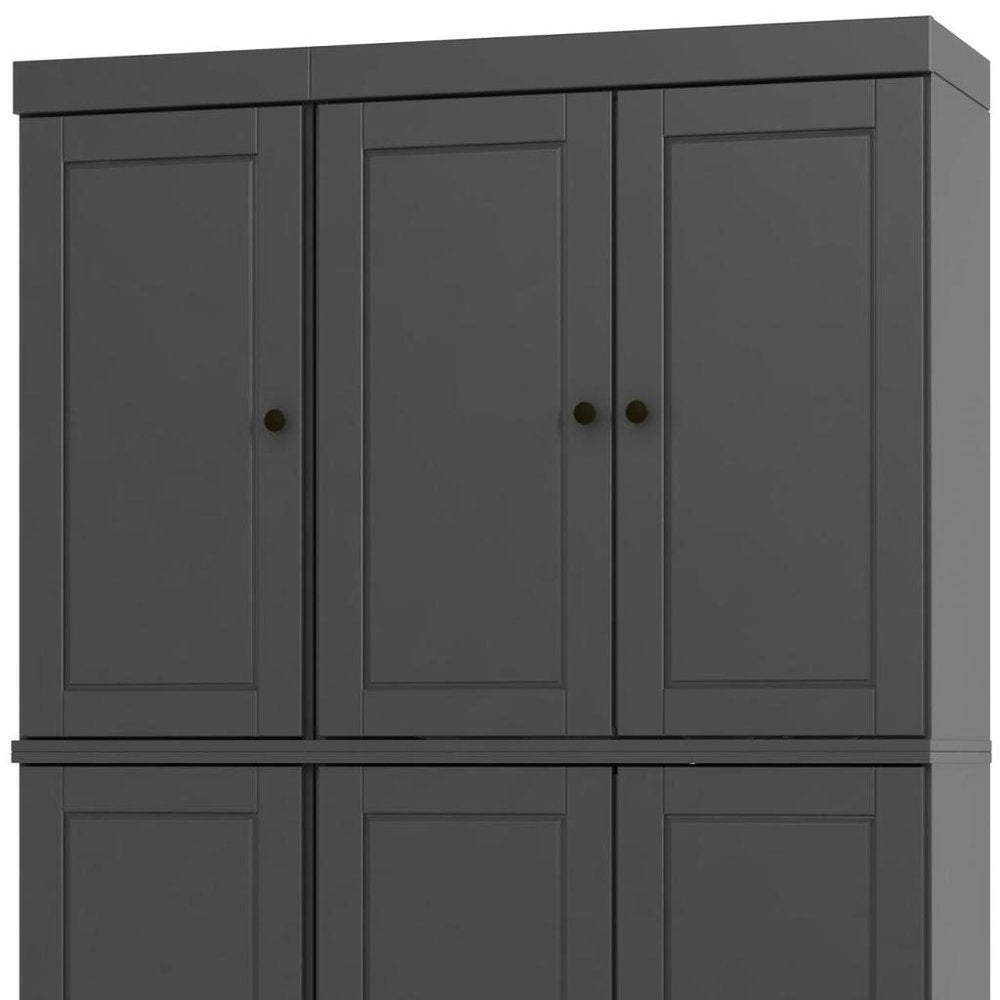 Gray Solid Wood Six Door Two Drawer Pantry or Storage Closet - 72-inch