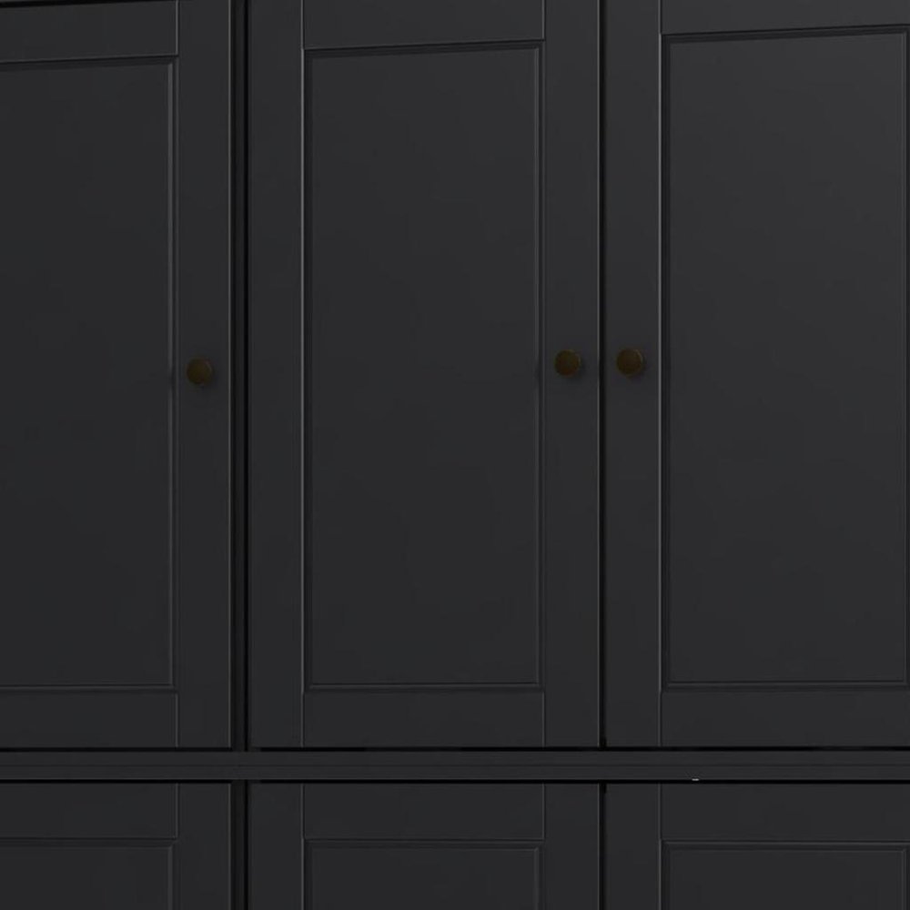 Black Solid Wood Six Door Two Drawer Pantry or Storage Closet - 72-inch