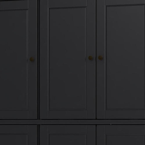 Black Solid Wood Six Door Two Drawer Pantry or Storage Closet - 72-inch