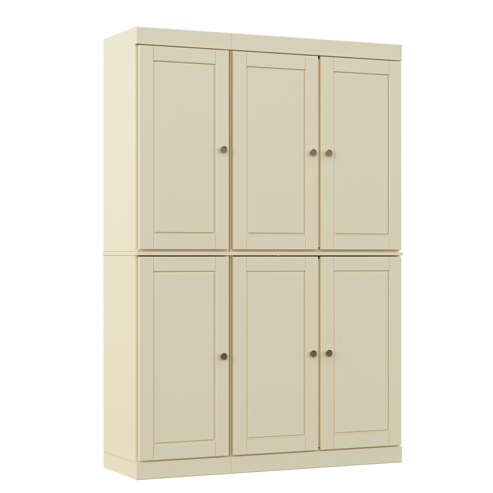 Yellow Solid Wood Six Door Two Drawer Pantry or Storage Closet - 72-inch